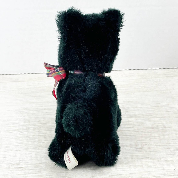 Scotties Softsheen Black Scottie Terrier Puppy Dog Plush Stuffed Animal Bow 7" - Picture 3 of 5